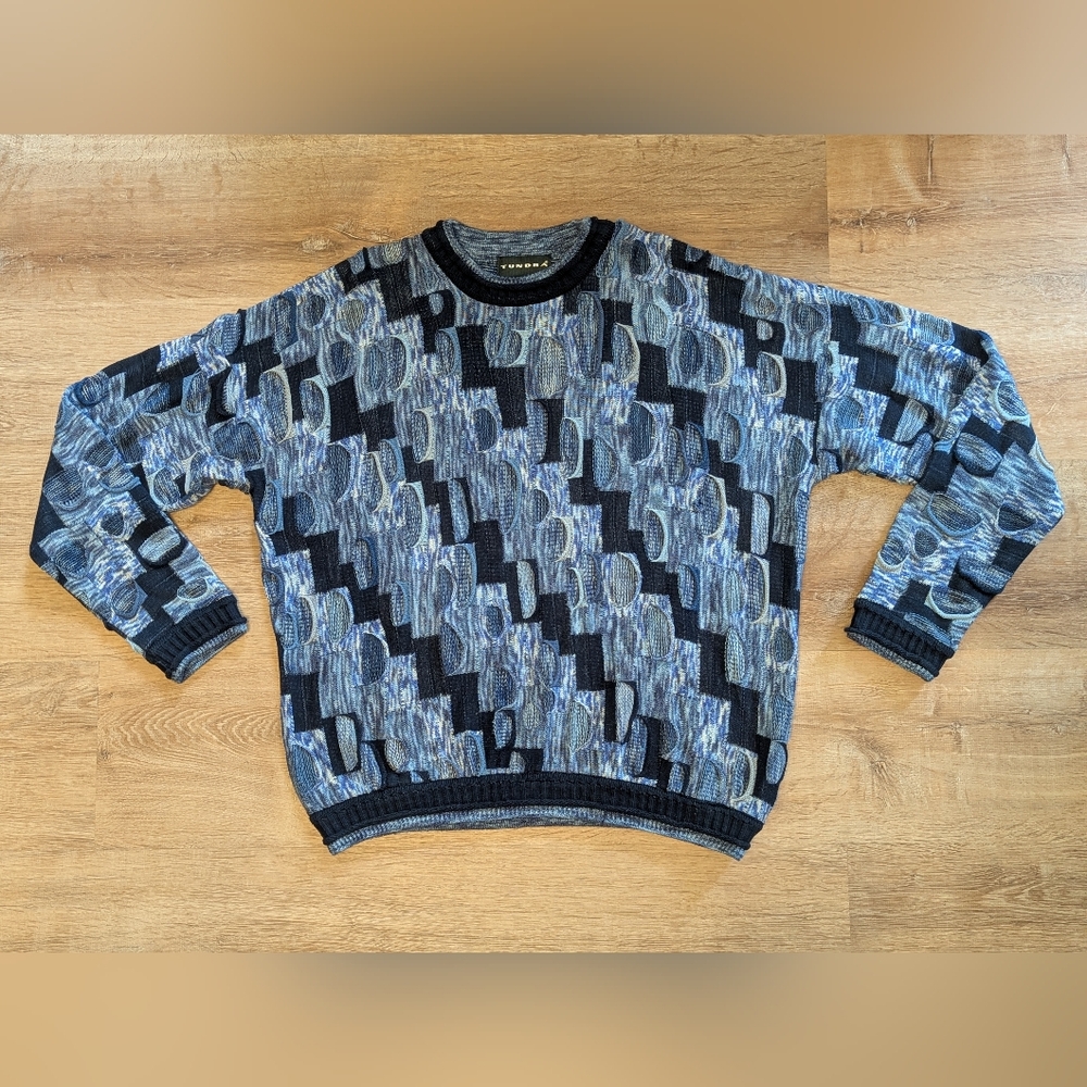 Vintage 90s TUNDRA Canada 3D Knit Crewneck Sweater Large - Picture 6 of 6